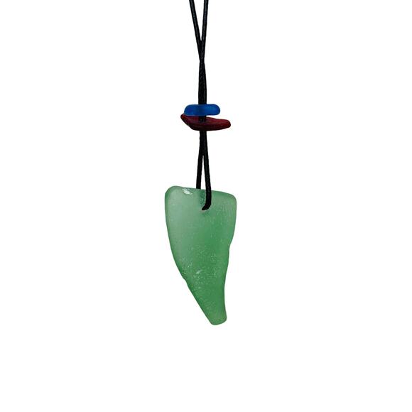 Seaglass Necklace Green Blue Red Rope Rincon Puerto Rico Adjustable - Picture 10 of 10